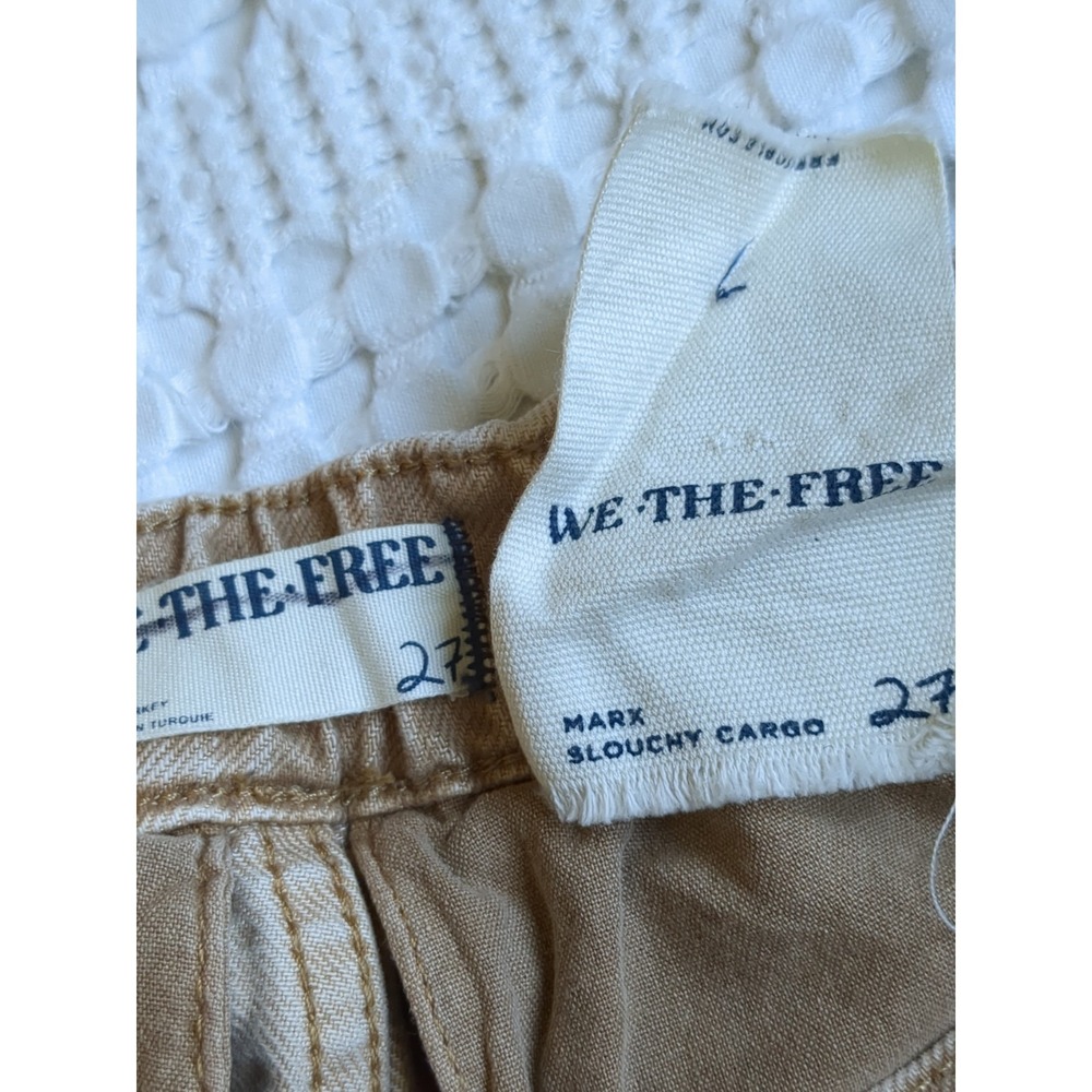 NWOT We The Free Marx Slouchy Cargo Jeans Size 27 Tan 29X28 - Picture 15 of 16